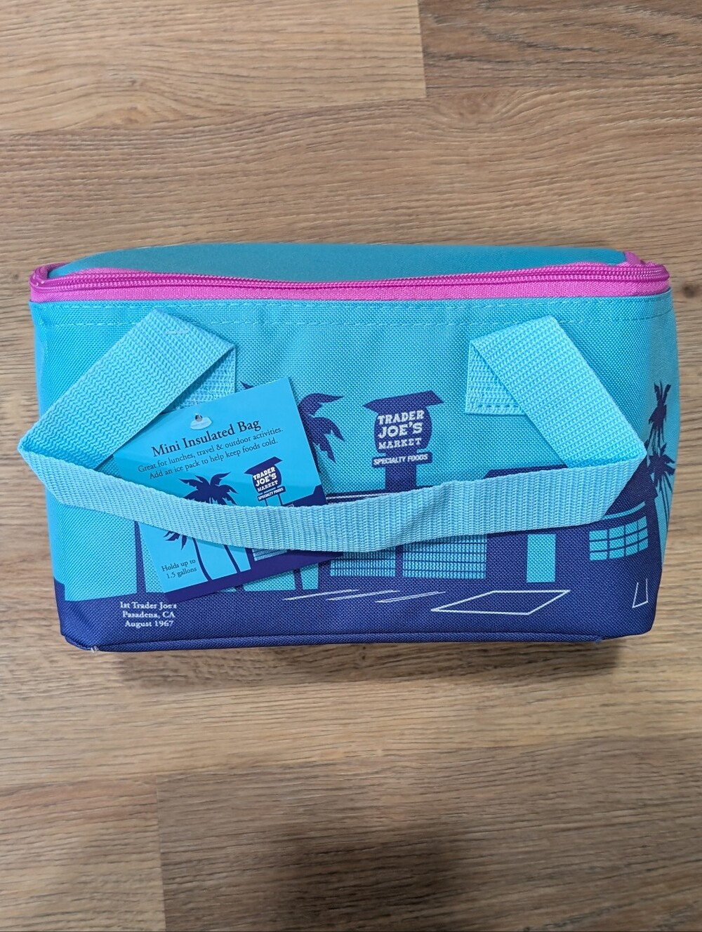 Trader Joe's Mini Insulated Tote Bag Teal Blue Pink Purple 2026 Limited Edition